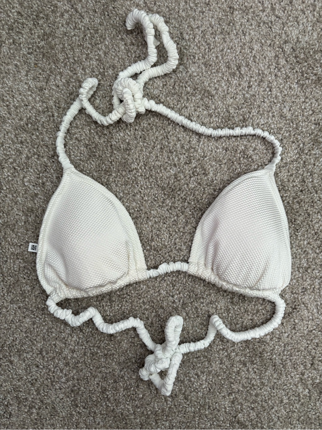 Aerie White Textured Triangle Bikini Top
